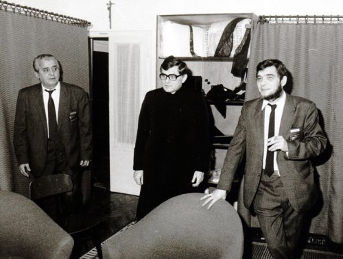 Otvaranje Funera. S leva na desno: Ernest Heš, vlč. Stjepan Beretić, Jožef Miškolci.