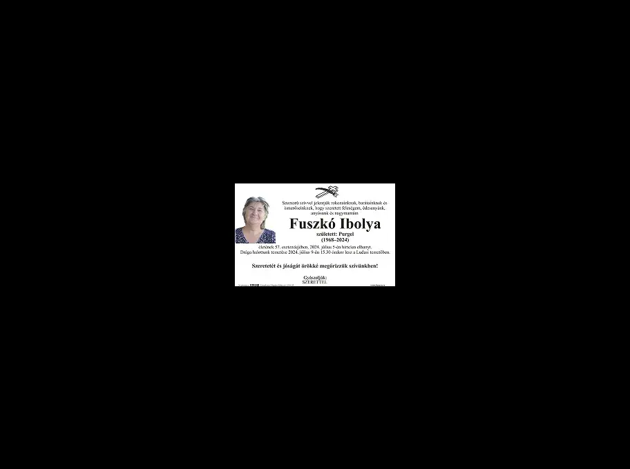 Posmrtnica Fuszkó Ibolya